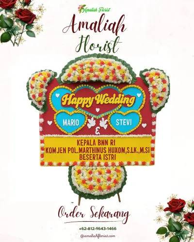 Karangan Papan Bunga Pernikahan di Tomagoba